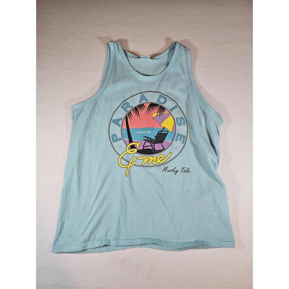 Vintage 1990 Paradise & Me Musky Tale Tank Top Beach Size XL